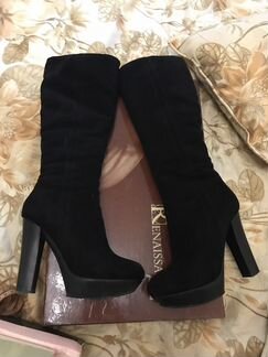 Зимние замшевые сапоги