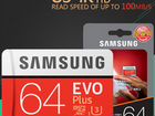 Карта памяти Samsung EVO Plus 64GB 100 Mb/s новая