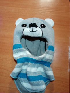 Шапка шлем зимняя для мальчика 1-2 года