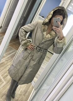 Пальто женское зимнее с капюшоном с мехом