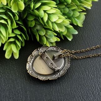 Брошь Подвеска 2в1 Камея Дама Кремовая Белая