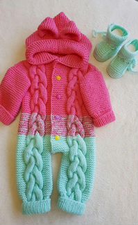 Вязанные детские комбинезоны