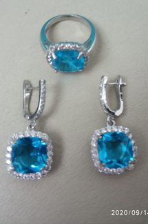 Бижутерия серьги и кольцо 18 р.с цирконами