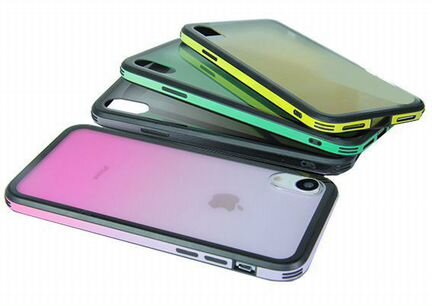 Чехол-накладка для iPhone XR gradient TPU+Glass розовый