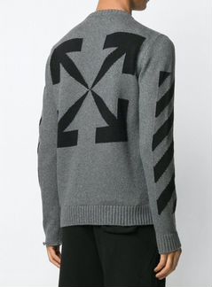 Off-White джемпер серый с диагональными полосками