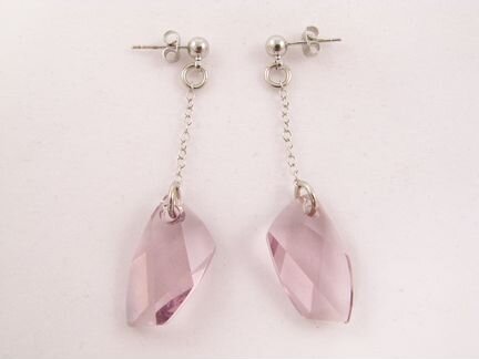 Серьги Аметистовые кристаллы Сваровски