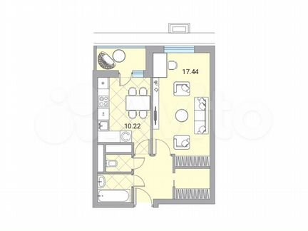 1-к квартира, 41.1 м², 12/24 эт.