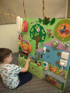 Бизиборд Развивающая доска Синий трактор