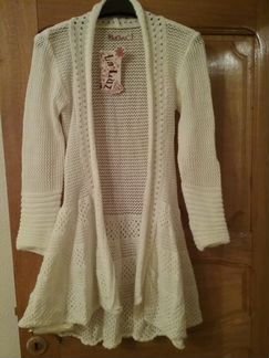 Новый белый ажурный кардиган с поясом. Торг