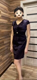 Атласное платье фиолетового цвета