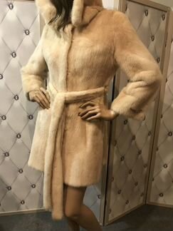 Норковая шуба бежевая (Размер 42-44)#1192