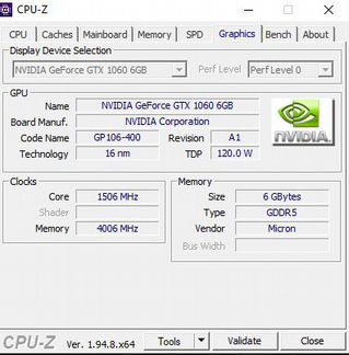 Nvidia GeForce GTX 1060 6GB