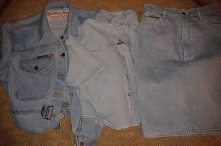 Джинсовые юбка, рубашка