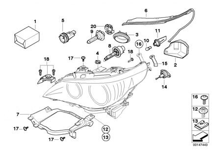 Ремкомплект фары BMW 5 серии E60.E61 2002-2010