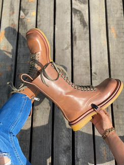 Сапоги кожаные коричневые ботинки боттега