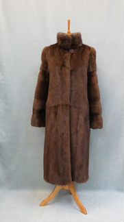 Шуба из норки, коричневая, арт. 878, размер 44-46
